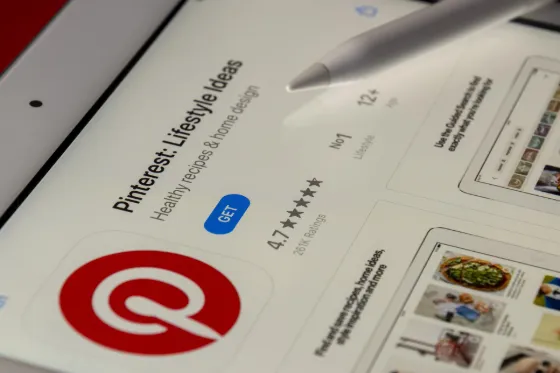 Pinterest marketing workspace with a desktop computer