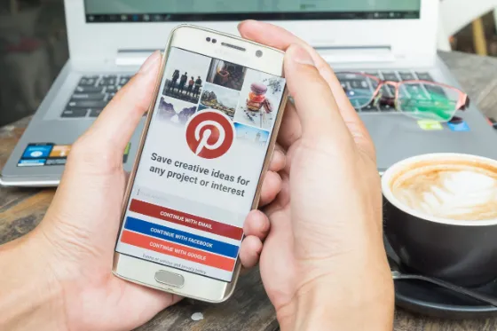 Pinterest boards open in a web browser on a desktop