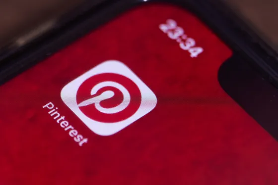 Pinterest login screen on a tablet